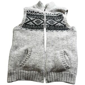Lost Horizons Wool Fleece Lined Full‎ Zip Vest Gray Fair Isle Nepal Mens Large